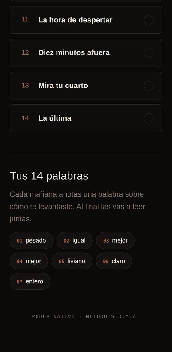 Las 14 palabras dentro de la app