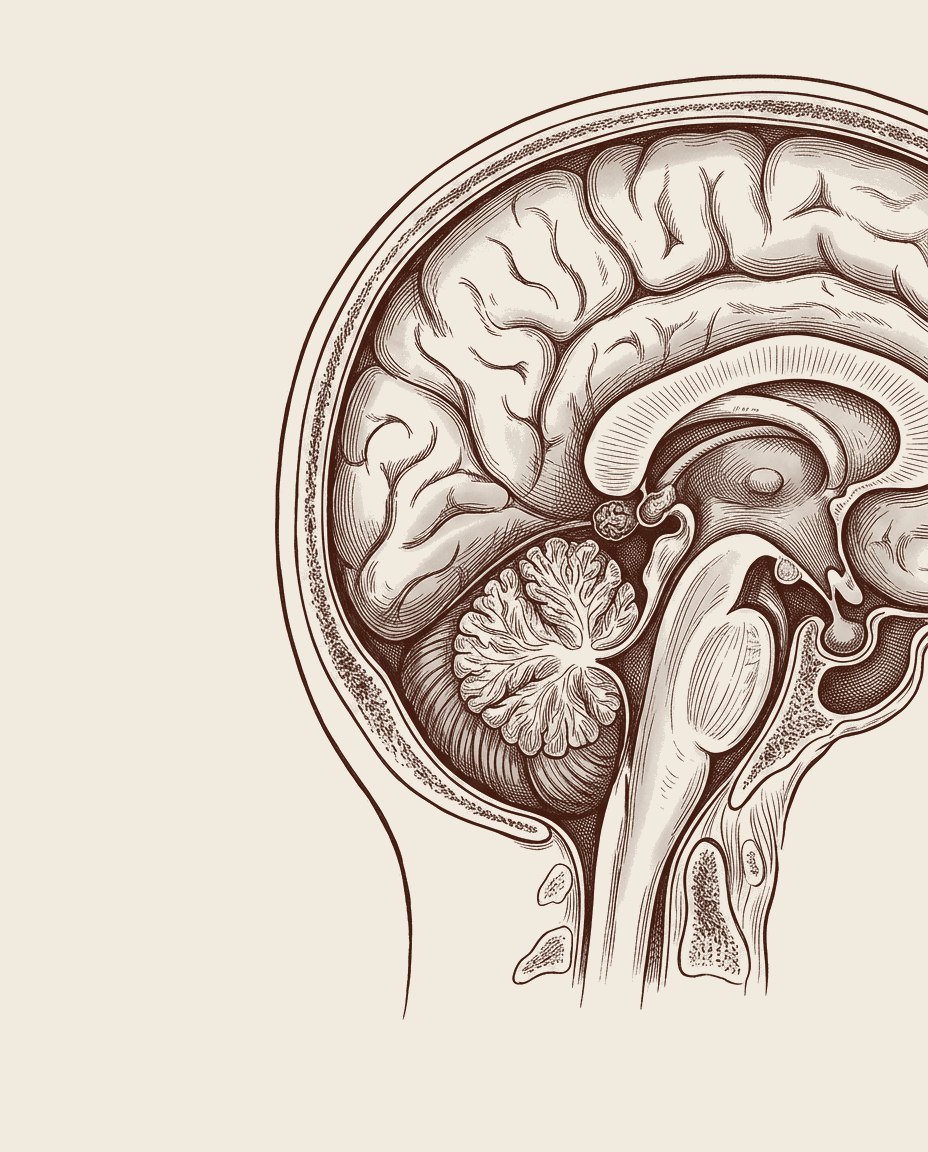 Grabado anatómico del cerebro